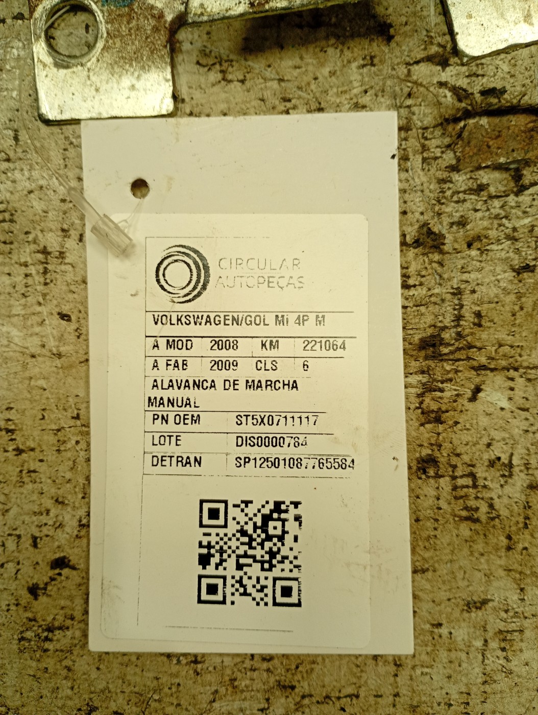 ALAVANCA MARCHA MANUAL VOLKSWAGEN GOL 1.0 T.FLEX 2008/09 - ST5X0711117 - 