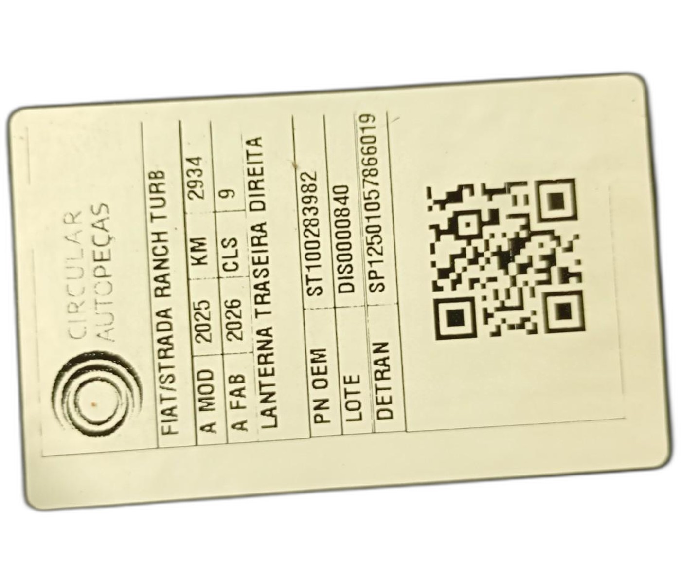 LANTERNA TRASEIRA DIREITA FIAT STRADA RANCH 1.0 FLEX 2025/26 - ST100283982 - 