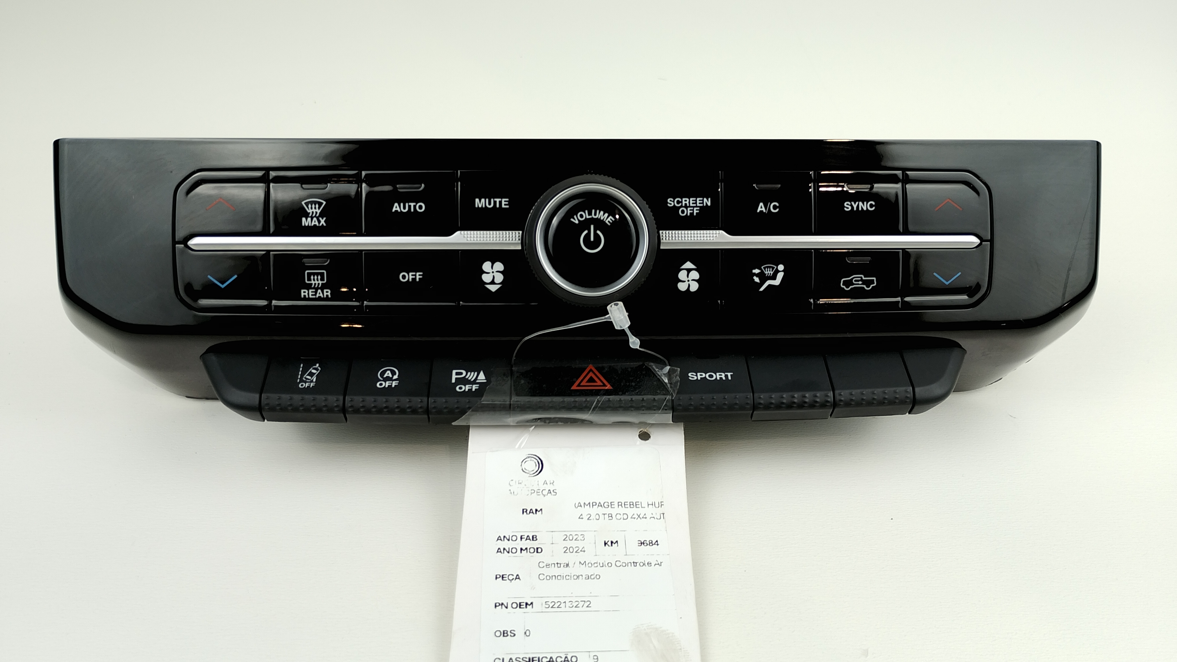 CENTRAL MÓDULO AR-CONDICIONADO RAM RAMPAGE 2.0 2023/2024 - ST52213272 - 