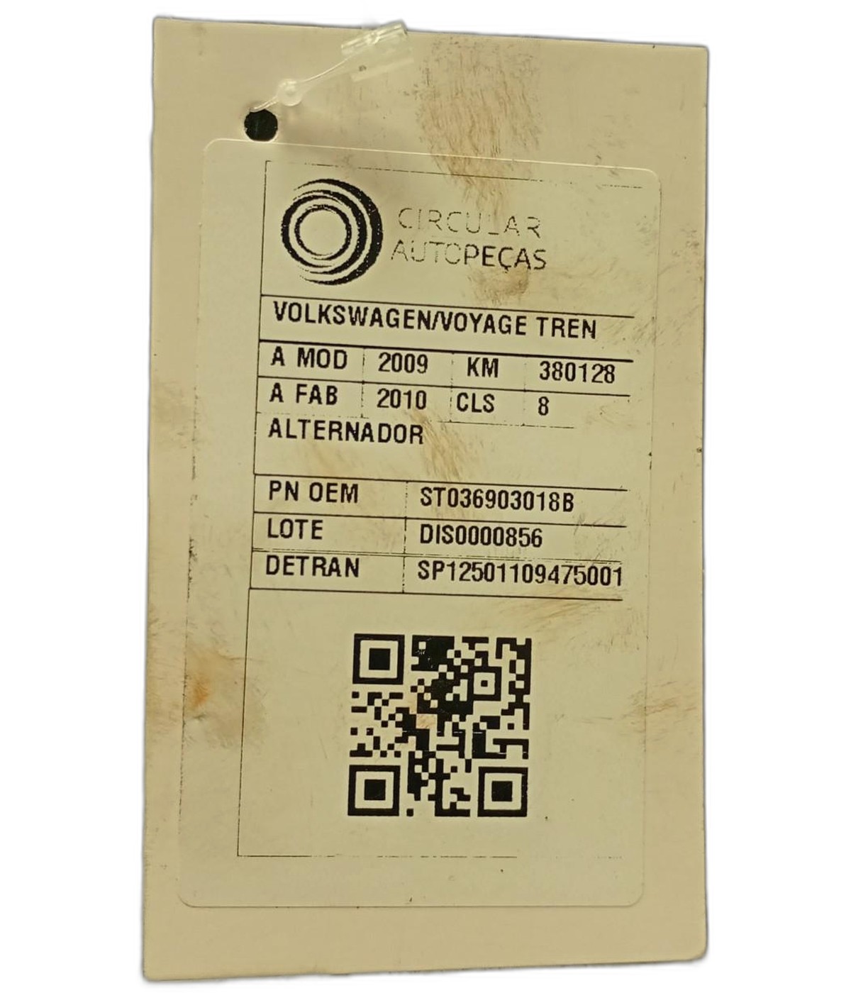 ALTERNADOR VOLKSWAGEN VOYAGE TREND 1.6 2009/2010 - ST036903018B - 