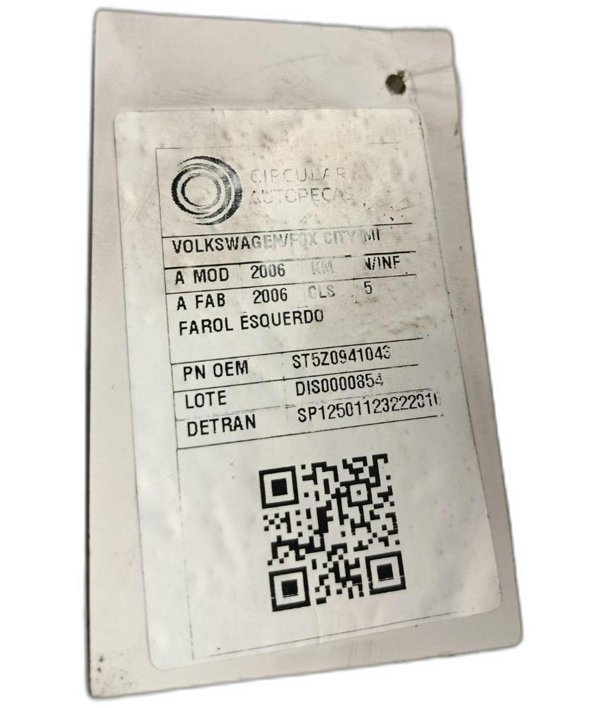 FAROL ESQUERDO VOLKSWAGEN FOX CITY 1.0 MI 2005/2006 - ST5Z0941043 - 