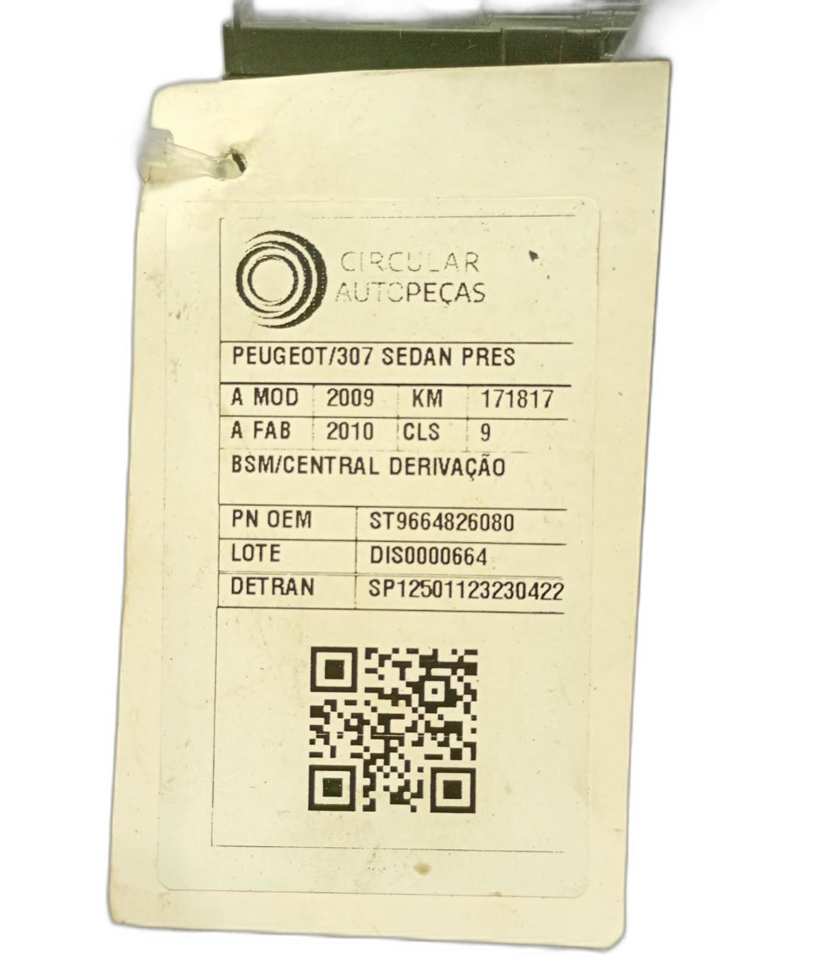 MÓDULO BSM PEUGEOT 307 SED. PRESENCE 1.6 FLEX 09/10 - ST9664826080 - 