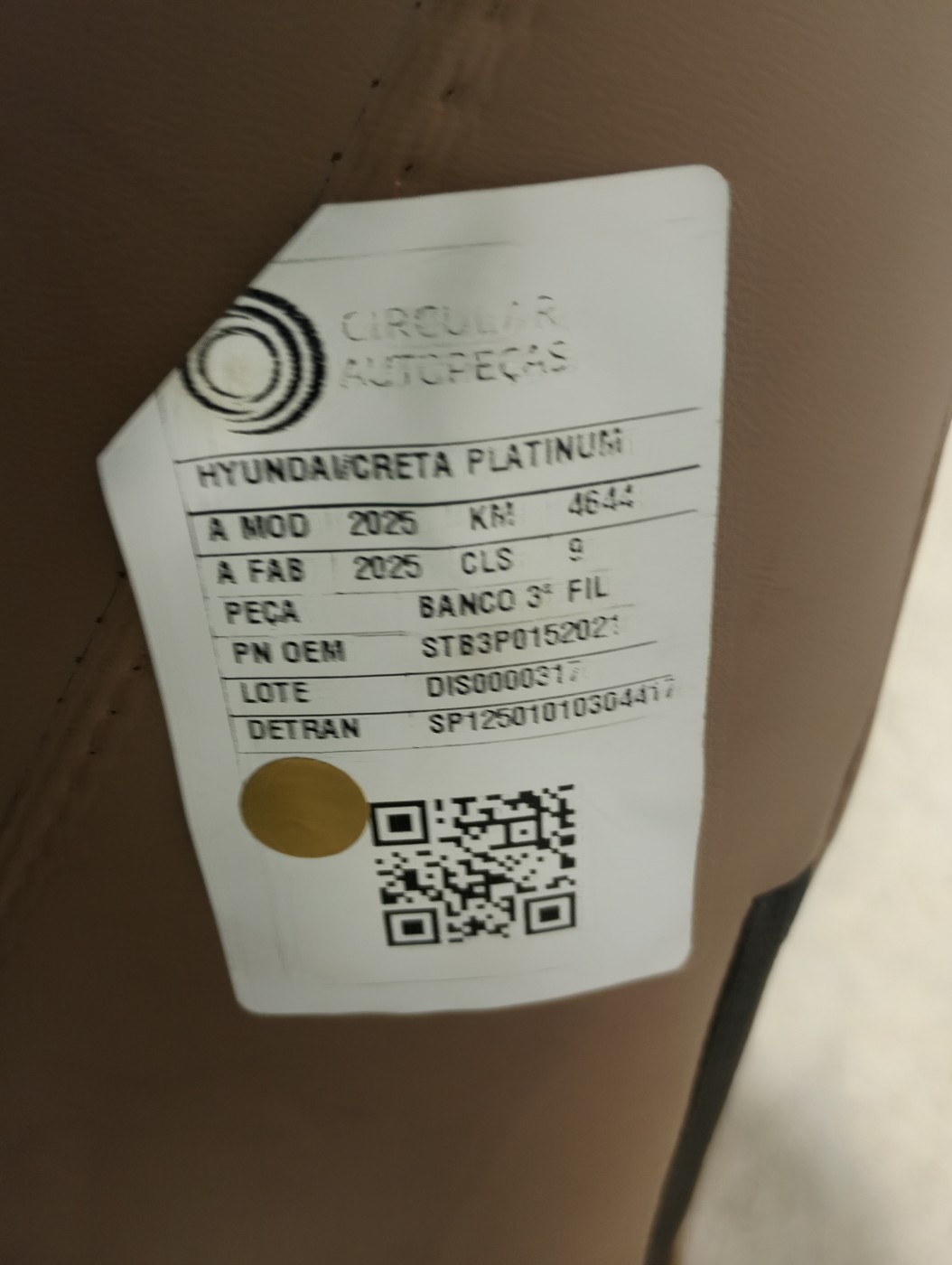 BANCO PASSAGEIRO TERCEIRA FILEIRA HYUNDAI CRETA PLAT 2025 - B3P0152021 - 