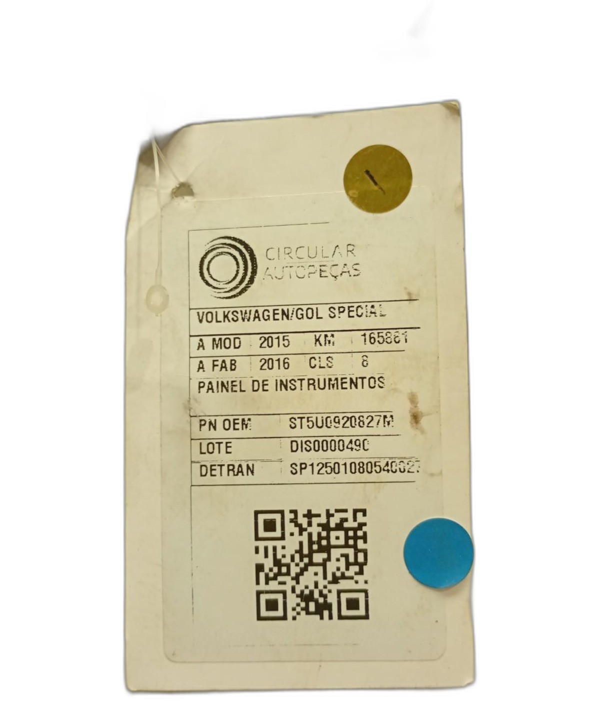 PAINEL INSTRUMENTOS VOLKSWAGEN GOL SPECIAL 1.0 FLEX 15/16 - 5U0920827M - 