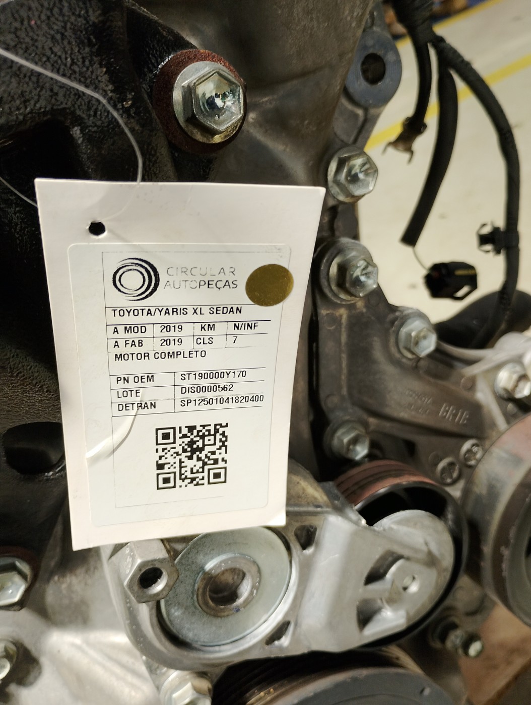 MOTOR COMPLETO TOYOTA YARIS XL LIVE SEDAN 1.5 2019/20 - 190000Y170 - 
