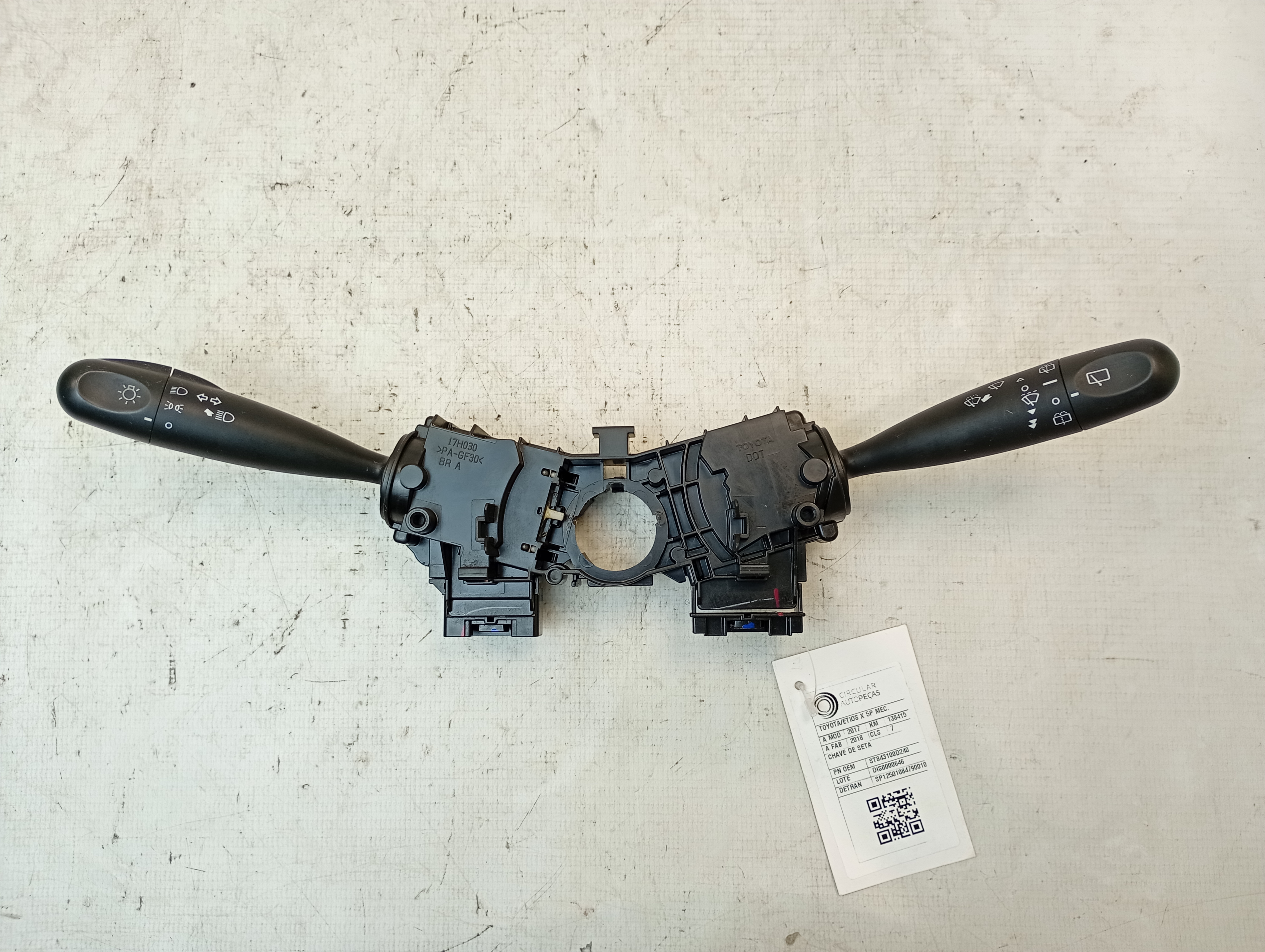 ALAVANCAS COMANDO CHAVE TOYOTA ETIOS X 1.3 FLEX 16V MEC 2015 - 843100D240 - 