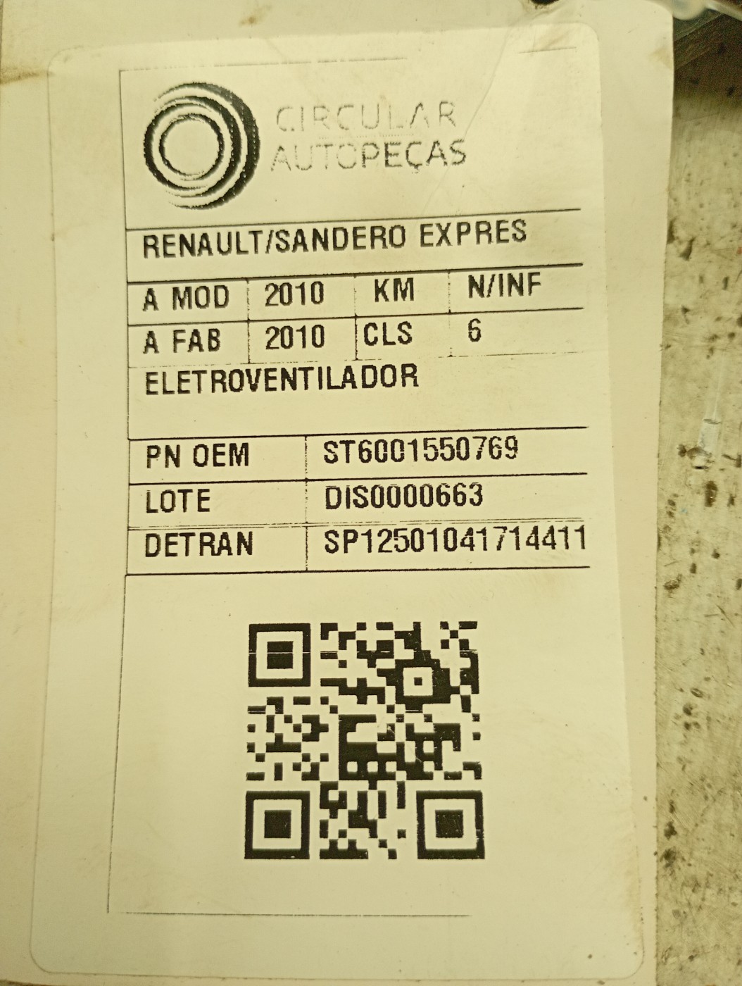 VENTOINHA ELETROVENTILADOR - 6001550769 - 