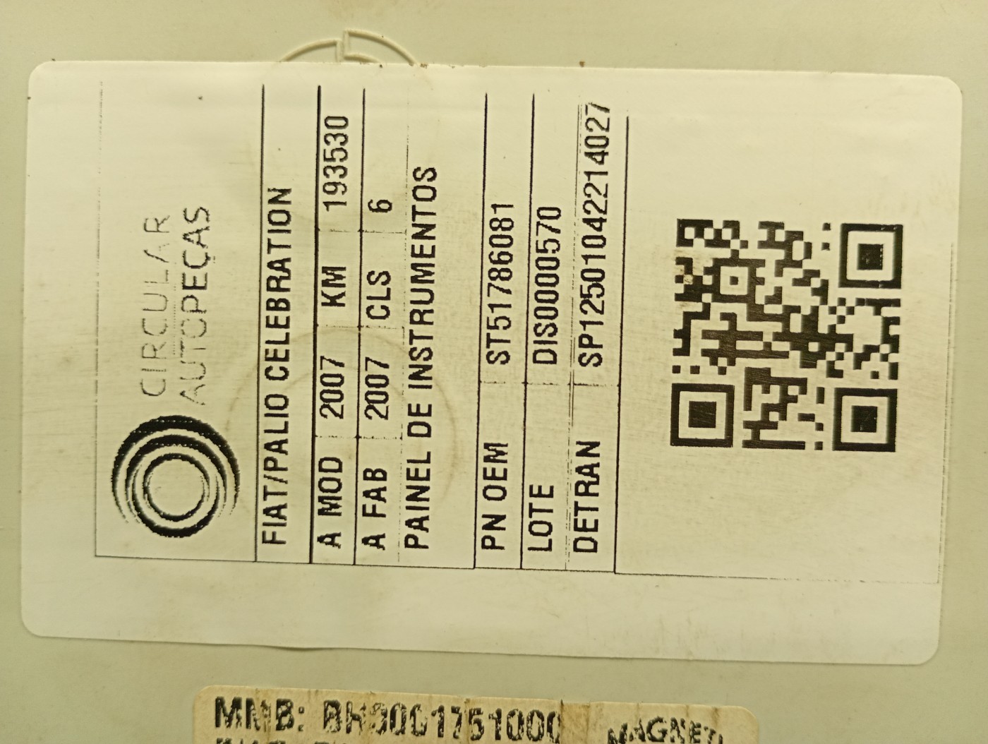 Painel Instrumentos Fiat Siena Celebration 1.0 Fire 2007 - 51786081 - 